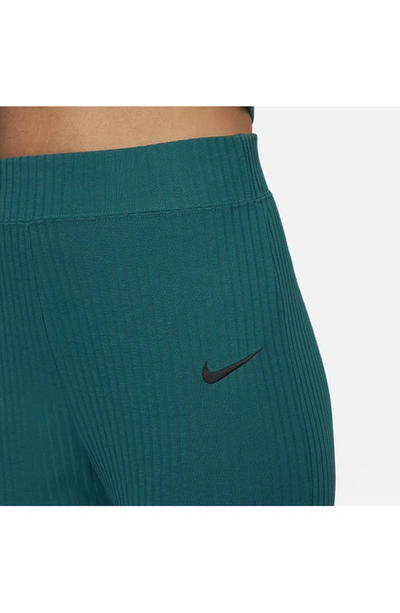 Shop Nike Sportswear Rib Flare Pants In Geode Teal/ Black