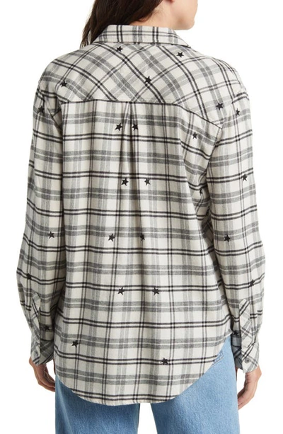 Shop Rails Milo Embroidered Plaid Flannel Button-up Shirt In Ivory Check Stars