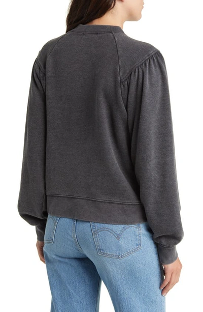 Rails Dex Snap Placket Sweatshirt In Black Acid Wash