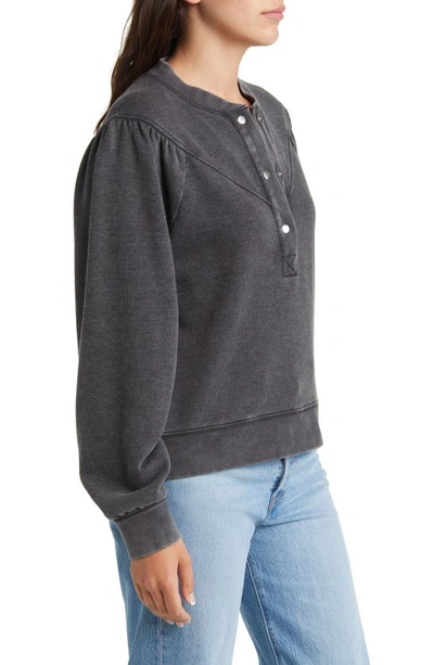 Rails Dex Snap Placket Sweatshirt In Black Acid Wash