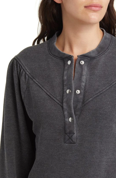 Rails Dex Snap Placket Sweatshirt In Black Acid Wash