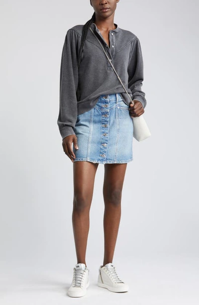 Rails Dex Snap Placket Sweatshirt In Black Acid Wash