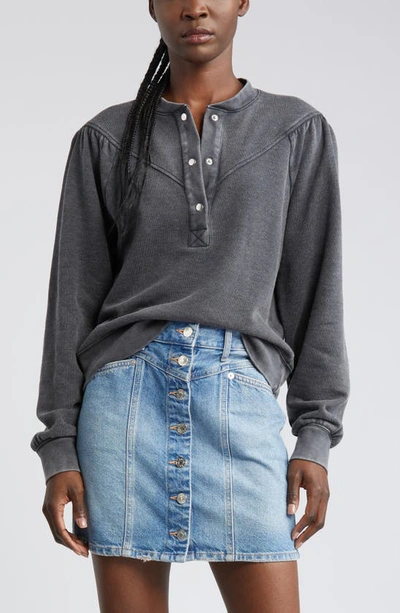 Rails Dex Snap Placket Sweatshirt In Black Acid Wash