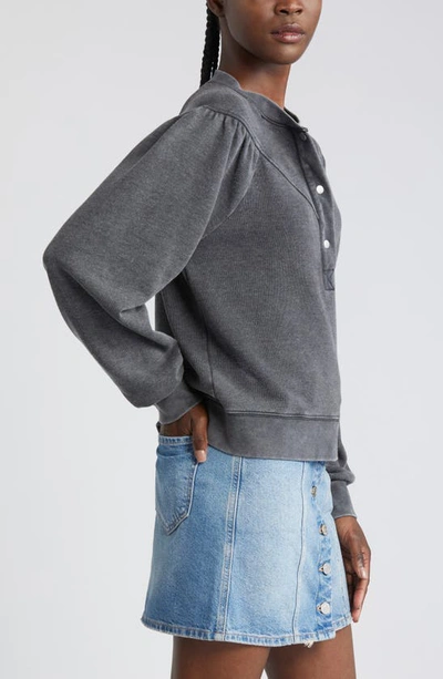Rails Dex Snap Placket Sweatshirt In Black Acid Wash
