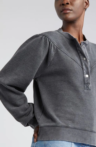 Rails Dex Snap Placket Sweatshirt In Black Acid Wash