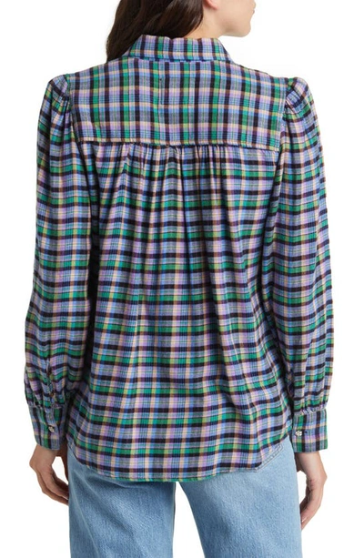 Shop Rails Angelica Plaid Flannel Button-up Shirt In Iris Peach
