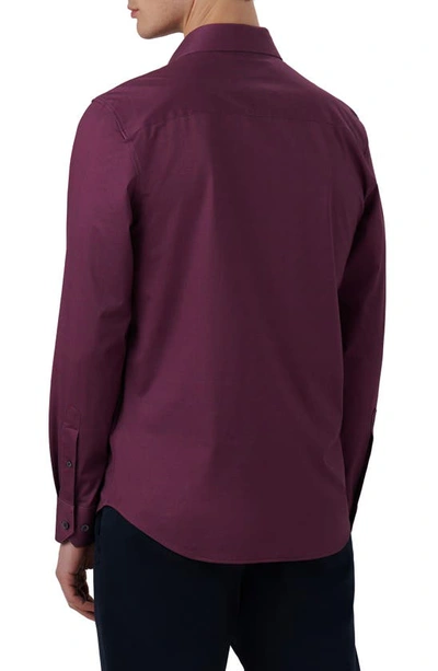 Shop Bugatchi James Ooohcotton® Trim Fit Stripe Button-up Shirt In Burgundy