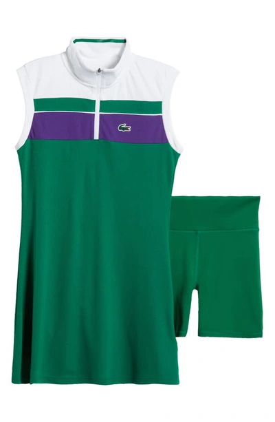 Shop Lacoste X Bandier Quarter Zip Performance Sport Dress & Shorts Set In Iyi Roquette/ Blanc-acai