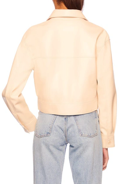 Shop Susana Monaco Faux Leather Crop Cargo Jacket In Blanched Almond