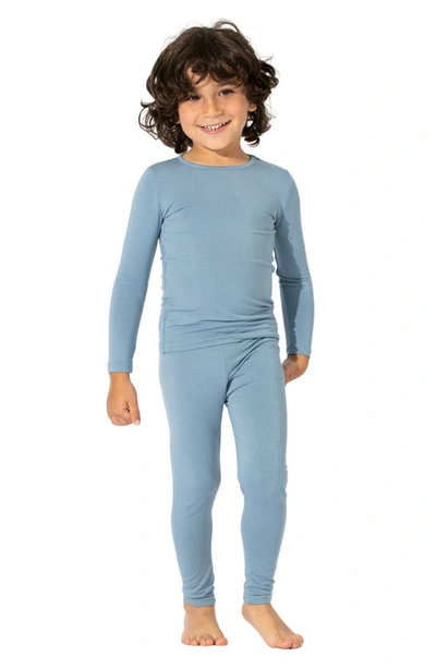 Shop Bellabu Bear Kids' Oasis Solid Two-piece Fitted Pajamas In Oasis Teal