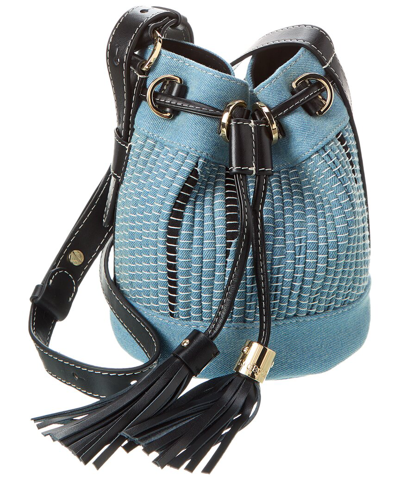 Shop See By Chloé Vicki Small Canvas & Leather Bucket Bag In Blue