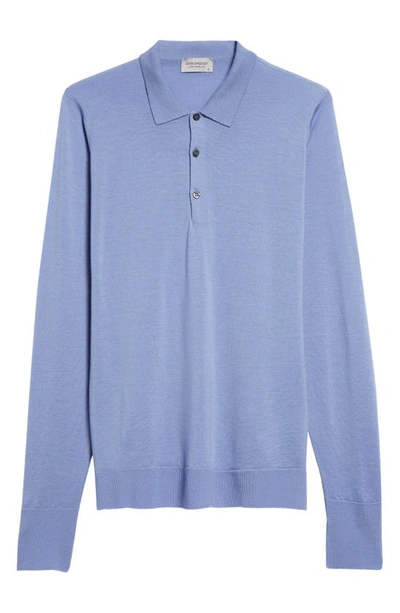 Shop John Smedley Cotswold Wool Polo Sweater In Winter Violet