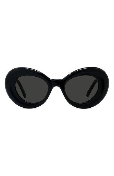 Shop Loewe Curvy 47mm Butterfly Sunglasses In Shiny Black / Smoke