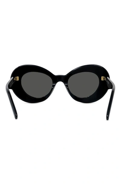 Shop Loewe Curvy 47mm Butterfly Sunglasses In Shiny Black / Smoke