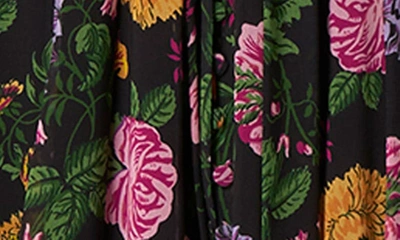 Shop Carolina Herrera Floral Long Sleeve Dress In Black Multi