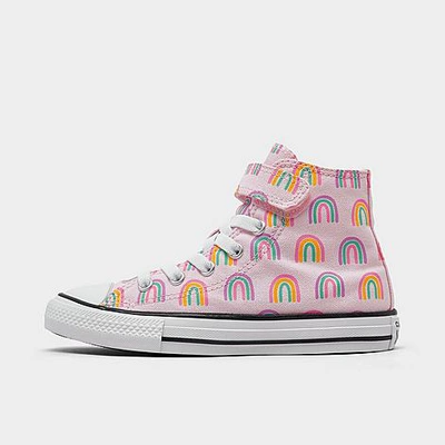 Shop Converse Girls' Little Kids' Chuck Taylor All Star Easy-on Rainbows Stretch-lace Casual Shoes In Pink Foam/grape Fizz/amarillo