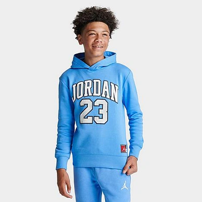 Shop Nike Jordan Kids' Jordan Jersey Pullover Hoodie In University Blue