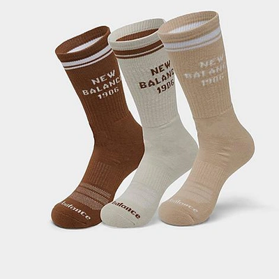 Shop Finishline New Balance Verbiage Crew Socks (3-pack) In Brown/off White/khaki