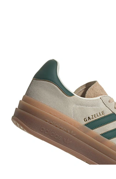 Shop Adidas Originals Gazelle Bold Platform Sneaker In Cream/ Green/ Magic Beige