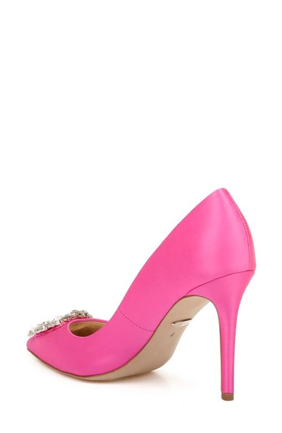 Shop Badgley Mischka Cher Crystal Embellished Pump In Hot Pink Satin