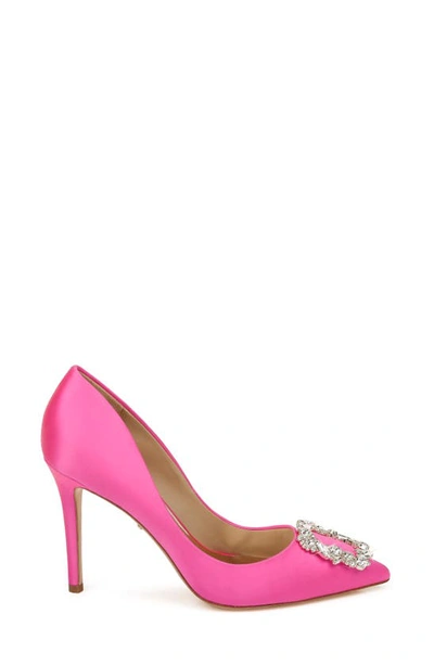 Shop Badgley Mischka Cher Crystal Embellished Pump In Hot Pink Satin