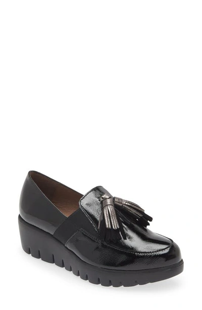 Shop Wonders Loafer Wedge In Black Lead Combo