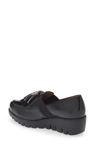 Wonders Loafer Wedge In Black Lead Combo