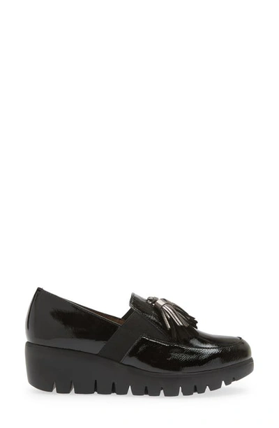 Wonders Loafer Wedge In Black Lead Combo