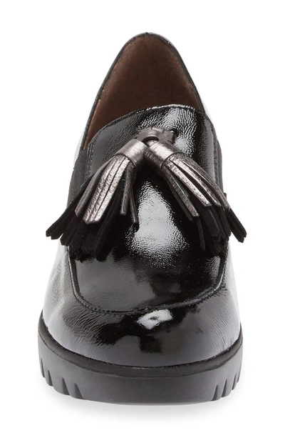 Wonders Loafer Wedge In Black Lead Combo