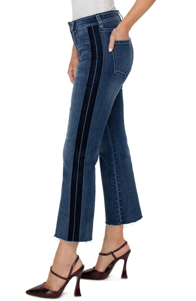 Shop Liverpool Los Angeles Hannah Velvet Trim Raw Hem Crop Flare Jeans In Gilmore