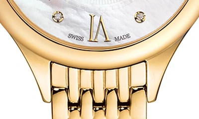 Shop Balmain Mother-of-pearl Diamond Moon Phase Bracelet Watch, 31mm In Yellow Gold Pvd Coating