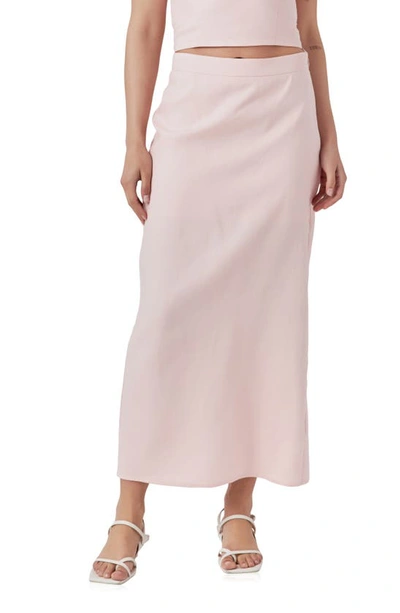 Shop Endless Rose Linen Maxi Skirt In Dusty Pink