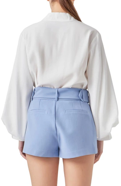 Endless Rose Women's Corsage Blouson Collared Top In White