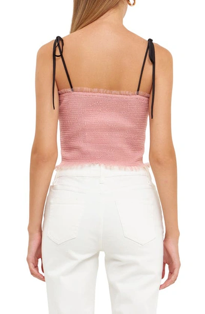 Shop Endless Rose Tulle Crop Tank Top In Pink