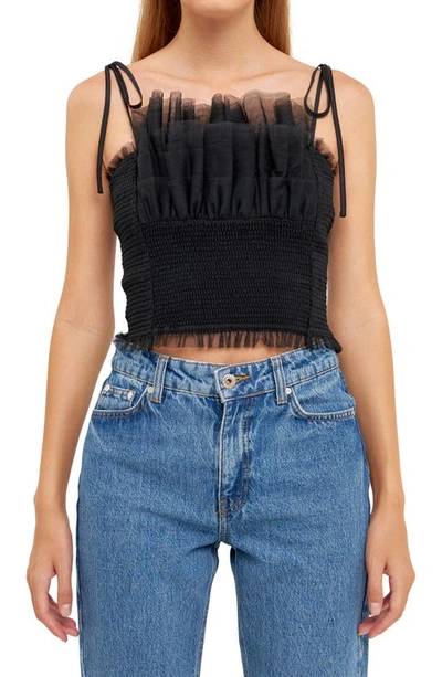 Endless Rose Women's Tulle Cropped Top In Black