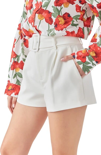 Shop Endless Rose Belted Shorts In White