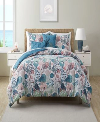 Shop Vcny Home Ivory Coast Disperse Print Reversible Quilt Set Collection In Blue/green