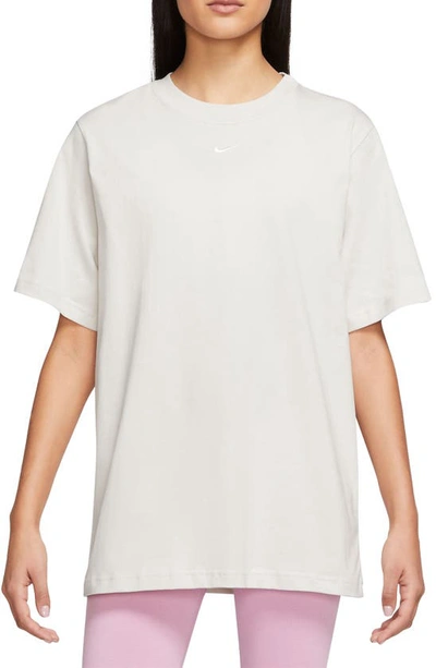 Shop Nike Essential Oversize T-shirt In Orewood Brown/ White