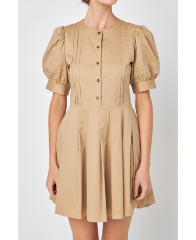Shop English Factory Women's Pintuck Pleated Dress In Nude