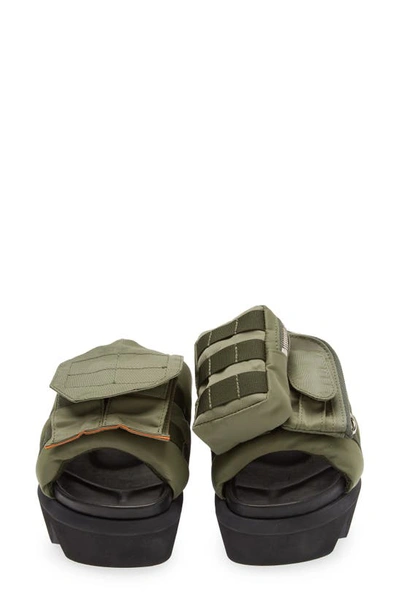 Shop Sacai Pockets Slide Sandal In Khaki