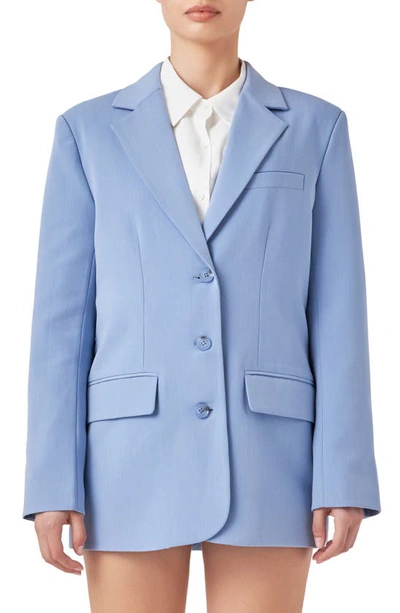 Shop Endless Rose Suit Blazer In Clean Blue