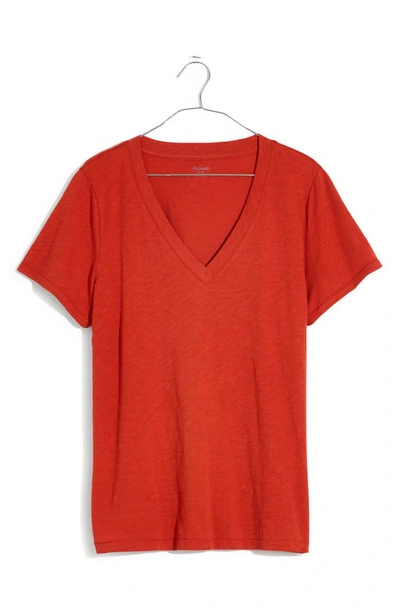 Shop Madewell Whisper Cotton V-neck T-shirt In Etruscan Clay