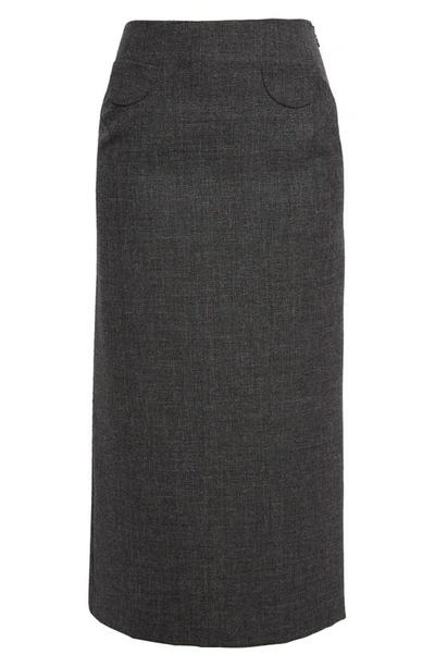 Shop Meryll Rogge Wool Pencil Skirt In Grey