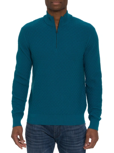 Robert Graham Men's Reisman Quarter-zip Pullover Sweater In Teal