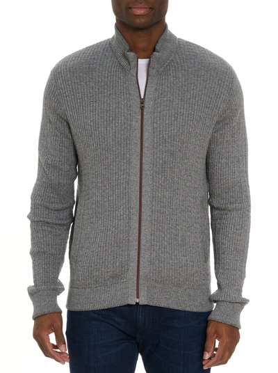 Robert Graham Taranto Rib Zip Cardigan In Light Grey