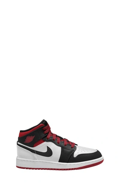 Shop Nike Kids' Air Jordan 1 Mid Sneaker In White/ Gym Red/ Black