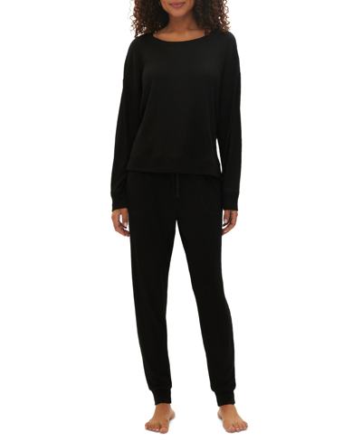 Shop Gap Body Women's 2-pc. Packaged Long-sleeve Jogger Pajamas Set In True Black