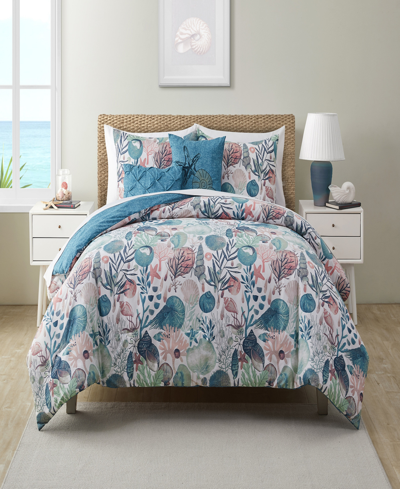 Shop Vcny Home Ivory Coast Disperse Print Reversible 3 Piece Quilt Set, Full/queen In Blue/green
