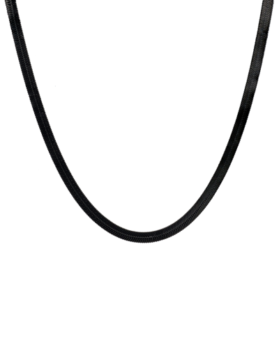 Shop Blackjack Men's Wide Herringbone 20" Chain Necklace In Stainless Steel In Black
