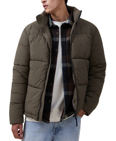 Shop Cotton On Men's Mother Puffer Jacket In Army